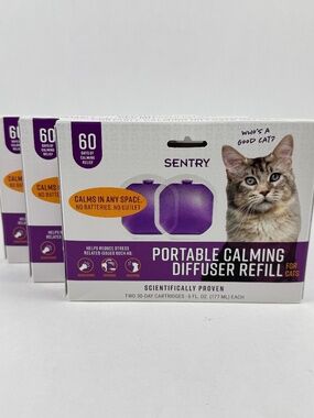 NEW Sentry Portable Pheromone Calming Diffuser Refill Cats 2pk x 3 - 180 Days